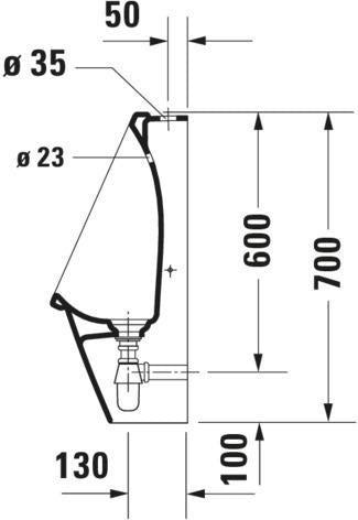 DURAVIT Urinal Starck 3 von Philippe Starck – Weiß, Zulauf oben, spülrandlos, 245 mm