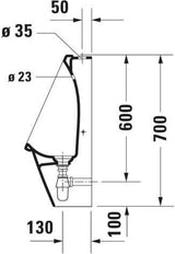 DURAVIT Urinal Starck 3 von Philippe Starck – Weiß, Zulauf oben, spülrandlos, 245 mm