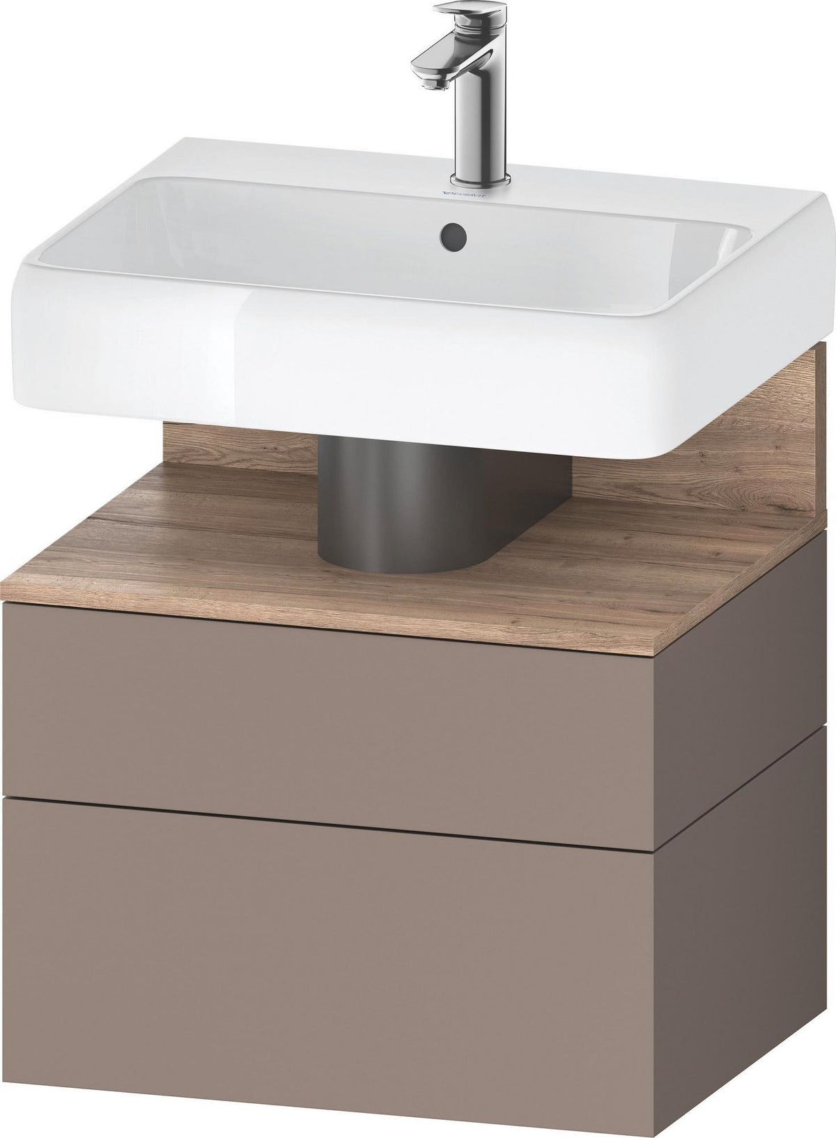 DURAVIT Qatego Waschtischunterbau 590 mm wandhängend, 1 Auszug, weiß Hochglanz, Nische Eiche Schwarz