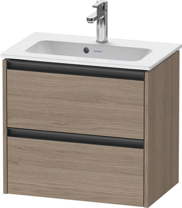 DURAVIT Ketho.2 Waschtischunterbau wandhängend 610 mm Eiche Terra mit 2 Schubkästen