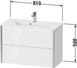 DURAVIT XViu Waschtischunterbau wandhängend 810 mm, 2 Schubladen, champagner matt/weiß matt