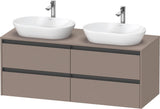 Duravit Ketho.2 Waschtischunterbau 1400 mm betongrau matt mit 4 Schubkästen