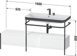 Duravit Waschtischunterbau Happy D.2 Plus 1600x490mm mit Metallkonsole und Handtuchhalter supermatt
