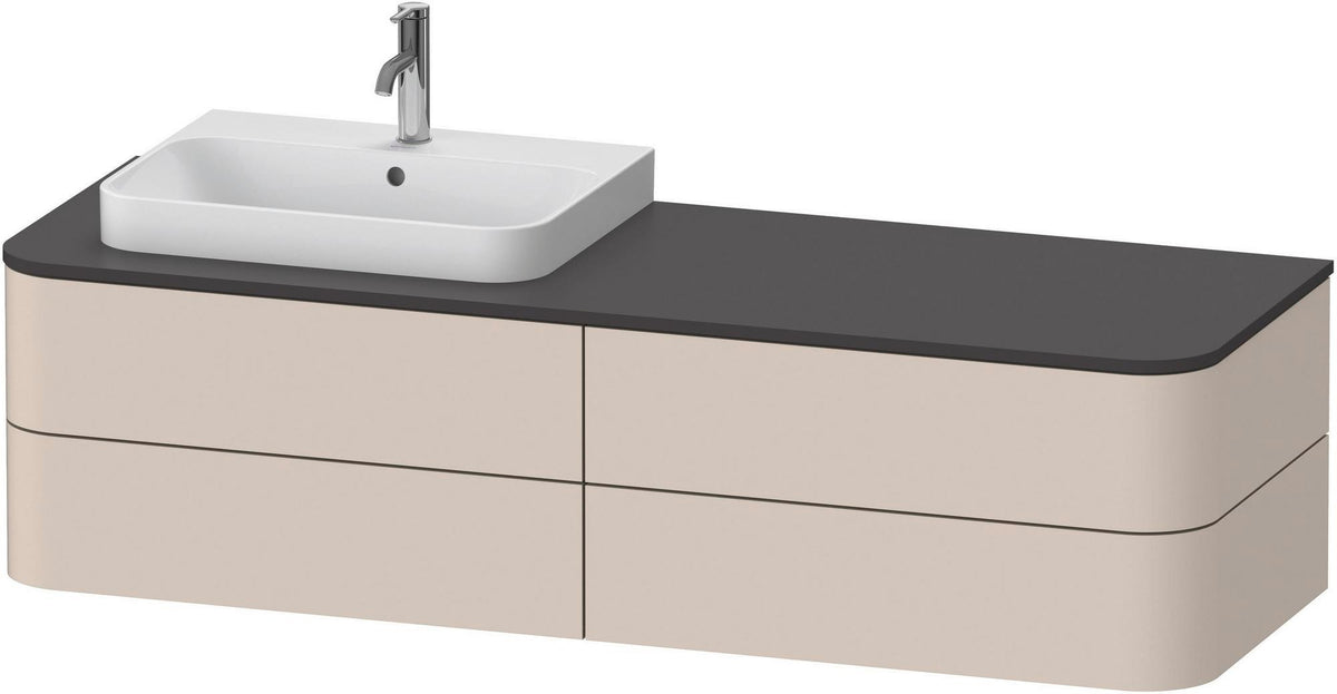 DURAVIT Happy D.2 Konsolenwaschtischunterbau 1600 mm taupe supermatt mit Tip-on und LED