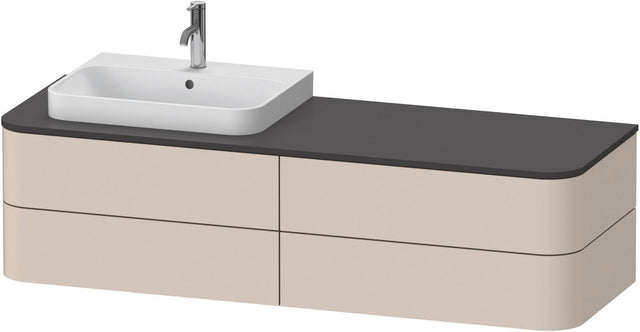 DURAVIT Happy D.2 Konsolenwaschtischunterbau 1600 mm taupe supermatt mit Tip-on und LED