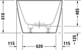 DURAVIT DuraSquare Whirlwanne 1850x850 mm freistehend mit Air-System und 2 Rückenschrägen