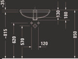 DURAVIT Duravit No.1 Einbauwaschtisch 525 mm weiß ohne Hahnloch mit Überlauf