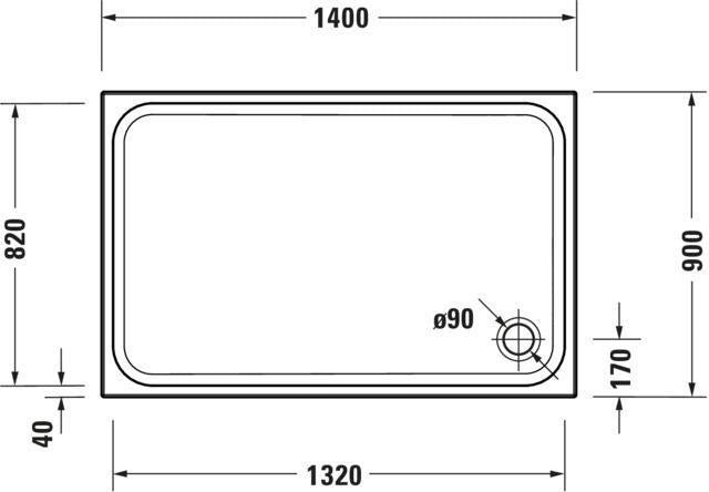 DURAVIT D-Code Duschwanne 1300x900 mm Sanitäracryl mit Antislip – Weiß glänzend