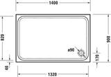 DURAVIT D-Code Duschwanne 1300x900 mm Sanitäracryl mit Antislip – Weiß glänzend