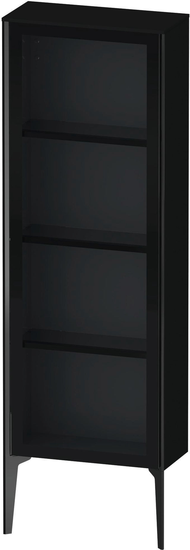 DURAVIT XViu Halbhochschrank 1330 mm, Glastür links, schwarz hochglanz, Push-Open