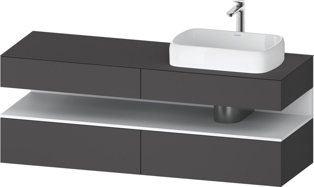 Duravit Qatego Konsolenwaschtischunterbau 1600 mm Weiß Hochglanz mit Eiche Schwarz Nische