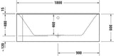 DURAVIT P3 Comforts Eckbadewanne rechts 1800 x 800 mm mit Acrylverkleidung und 2 Rückenschrägen