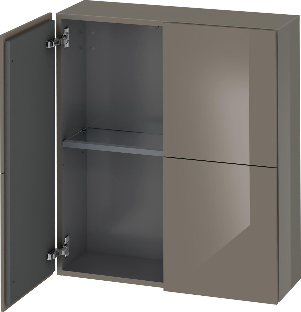 Duravit L-Cube Halbhochschrank 700 mm, 2 Türen, Hochglanz Schwarz, wandhängend