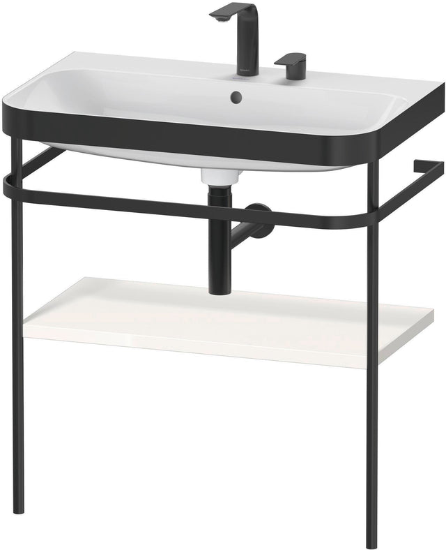 DURAVIT Happy D.2 c-bonded Waschtischset 775 mm mit Metallkonsole, weiß hochglanz, bodenstehend