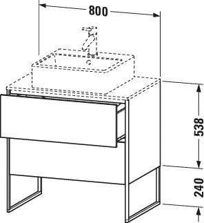 Duravit XSQUARE Waschtischunterbau 800 mm mit integriertem Fußgestell, s-matt ES Ahorn