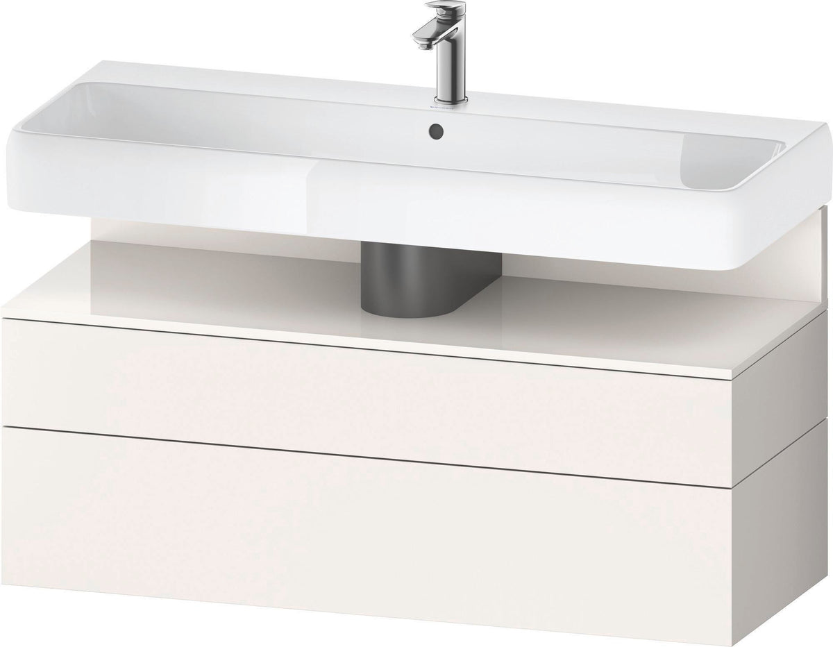 Duravit Qatego Waschtischunterbau 1190 mm – Weiß Matt mit Eiche Schwarz Nische, 1 Auszug, LED