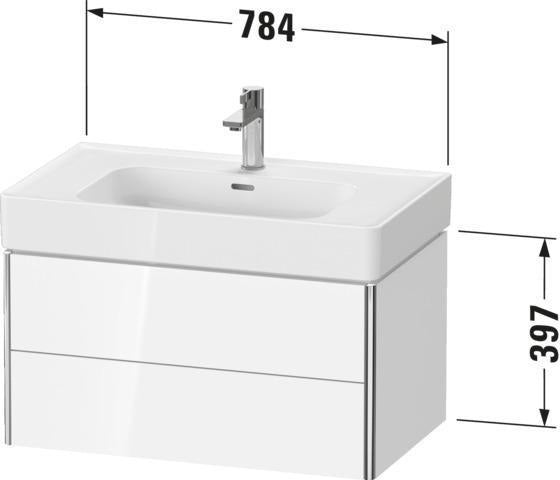 DURAVIT XSquare Waschtischunterbau 784 mm Taupe mit 2 Schubkästen und Tip-on Technik