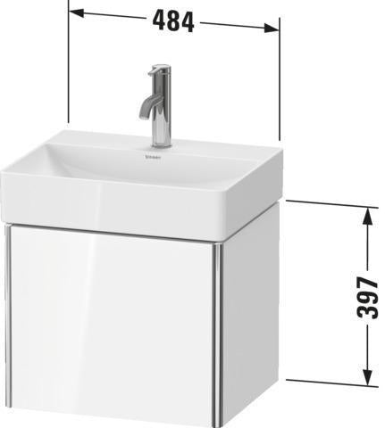Duravit Waschtischunterbau XSquare Compact 484 mm – Wandhängend, 1 Auszug, Weiß Matt