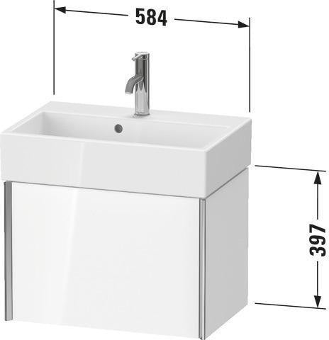 Duravit XViu Waschtischunterbau Compact 397 mm – Wandhängend mit Auszug in Champagner Matt