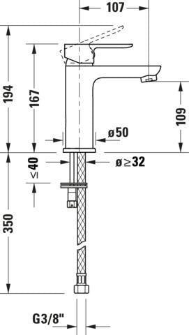 DURAVIT A.1 Einhebel-Waschtischmischer mit Zugstange, Chrom – 107 mm Ausladung