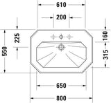 Duravit Waschtisch Serie 1930 600 mm mit Überlauf, 1 Hahnloch, WonderGliss, weiß