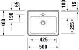 DURAVIT D-Neo Handwaschbecken 500 mm weiß hochglanz mit Überlauf wandhängend