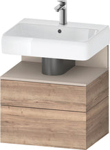 DURAVIT Qatego Waschtischunterbau 590 mm wandhängend, 1 Auszug, weiß Hochglanz, Nische Eiche Schwarz