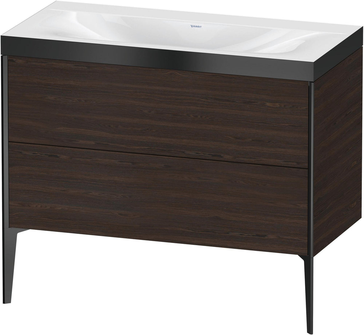 DURAVIT XViu c-bonded Waschtischunterbauset 1000 mm Nussbaum Schwarz Matt 2 Auszüge
