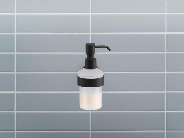 DURAVIT D-Code Seifenspender mit Glasflakon und verchromtem Messinghalter für Wandmontage