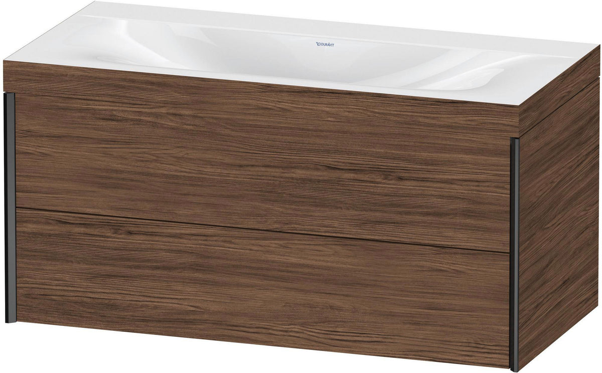 DURAVIT XViu c-bonded Waschtischunterbauset 1000 mm, 2 Schubkästen, Nussbaum gebürstet, schwarz matt