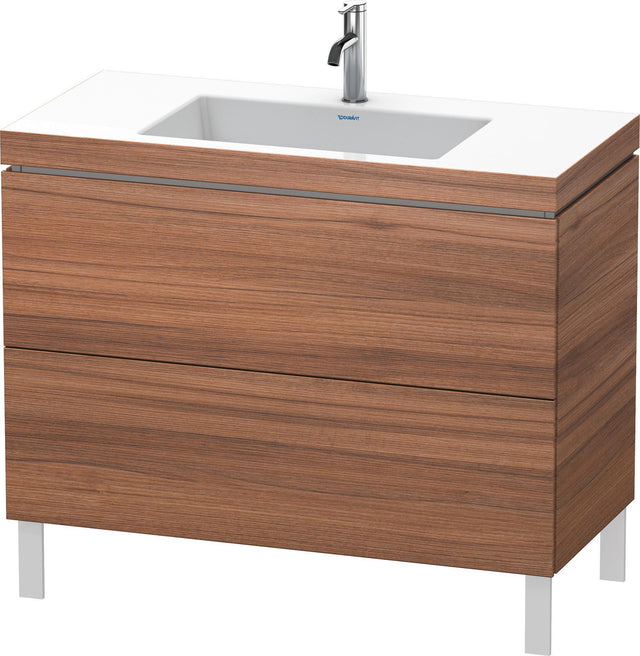 DURAVIT L-Cube c-bonded Waschtischset 1000 mm Nussbaum Natur mit 2 Auszügen und Tip-On-Technik