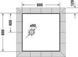DURAVIT Tempano Duschwanne 800x800x40mm Weiß mit Antislip – Quadratische Brausewanne aus Sanitäracryl