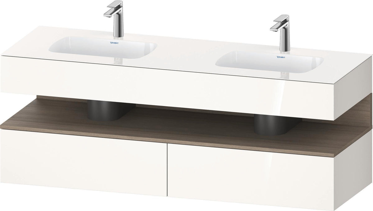 DURAVIT Qatego Einbauwaschtisch mit Konsolenwaschtischunterbau Basalt & Eiche Terra Matt 1600x550x600 mm