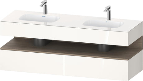 DURAVIT Qatego Einbauwaschtisch mit Konsolenwaschtischunterbau Eiche Terra & Weiß Matt 1600 mm