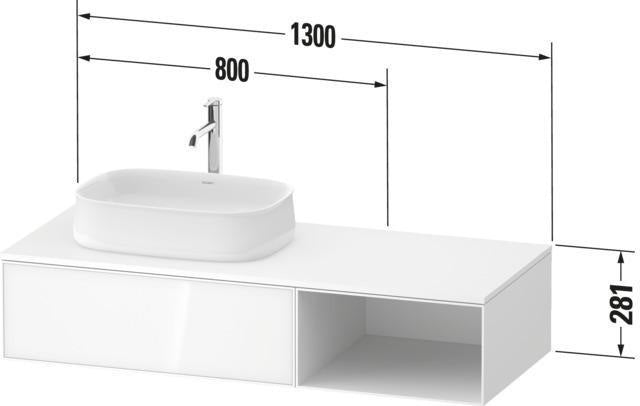 Duravit Zencha Konsolen-Waschtischunterbau 1300 mm Eiche Anthrazit mit Auszug und Tip-on-Technik
