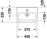 DURAVIT DuraStyle Handwaschbecken 450 mm weiß mit Hahnlochbank und WonderGliss