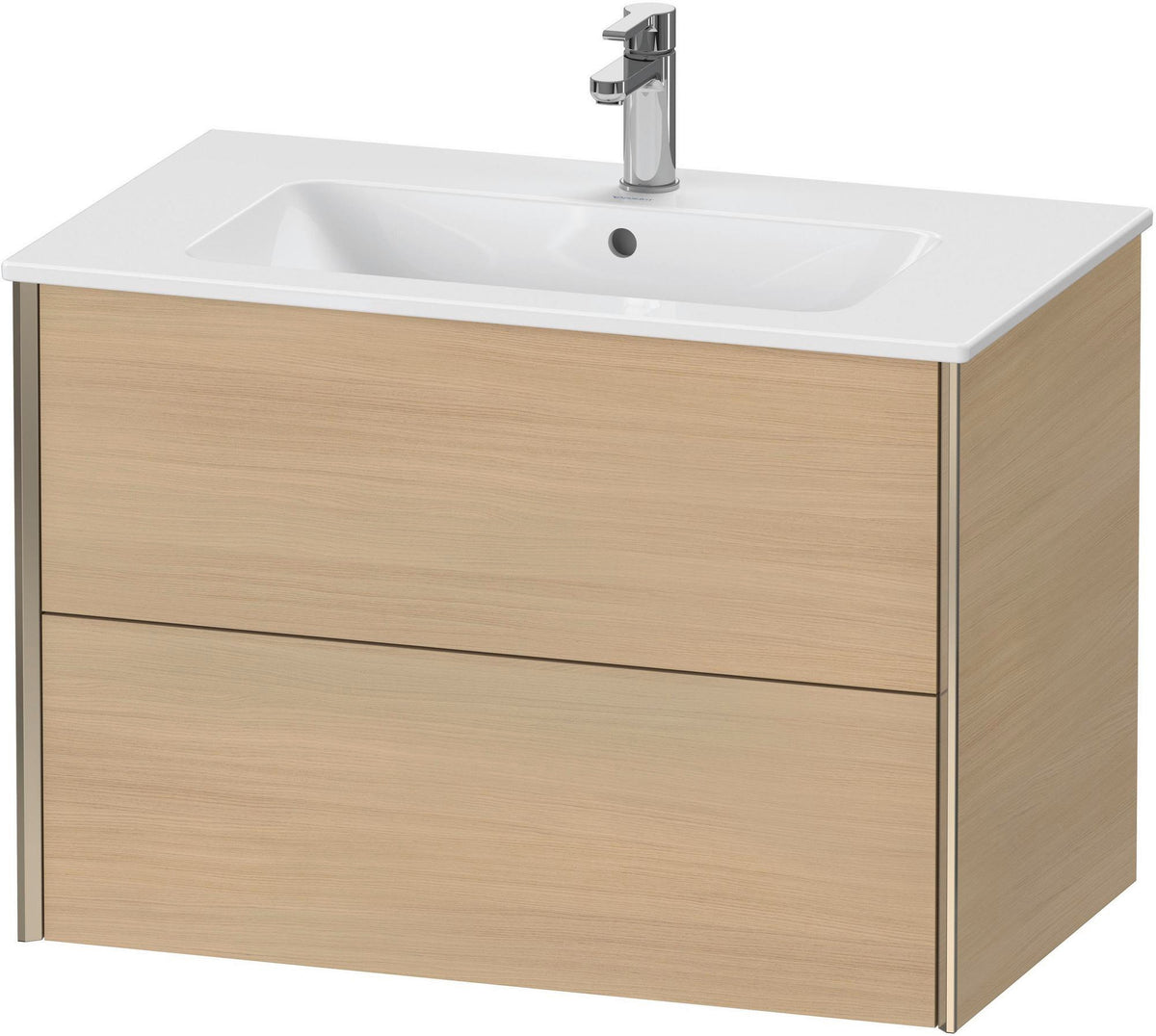 Duravit XViu Waschtischunterbau wandhängend 810 mm, 2 Schubkästen, champagner matt/weiß matt – ohne Griff, mit Tip-On-Technik