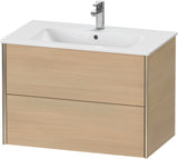 Duravit XViu Waschtischunterbau wandhängend 810 mm, 2 Schubkästen, champagner matt/weiß matt – ohne Griff, mit Tip-On-Technik