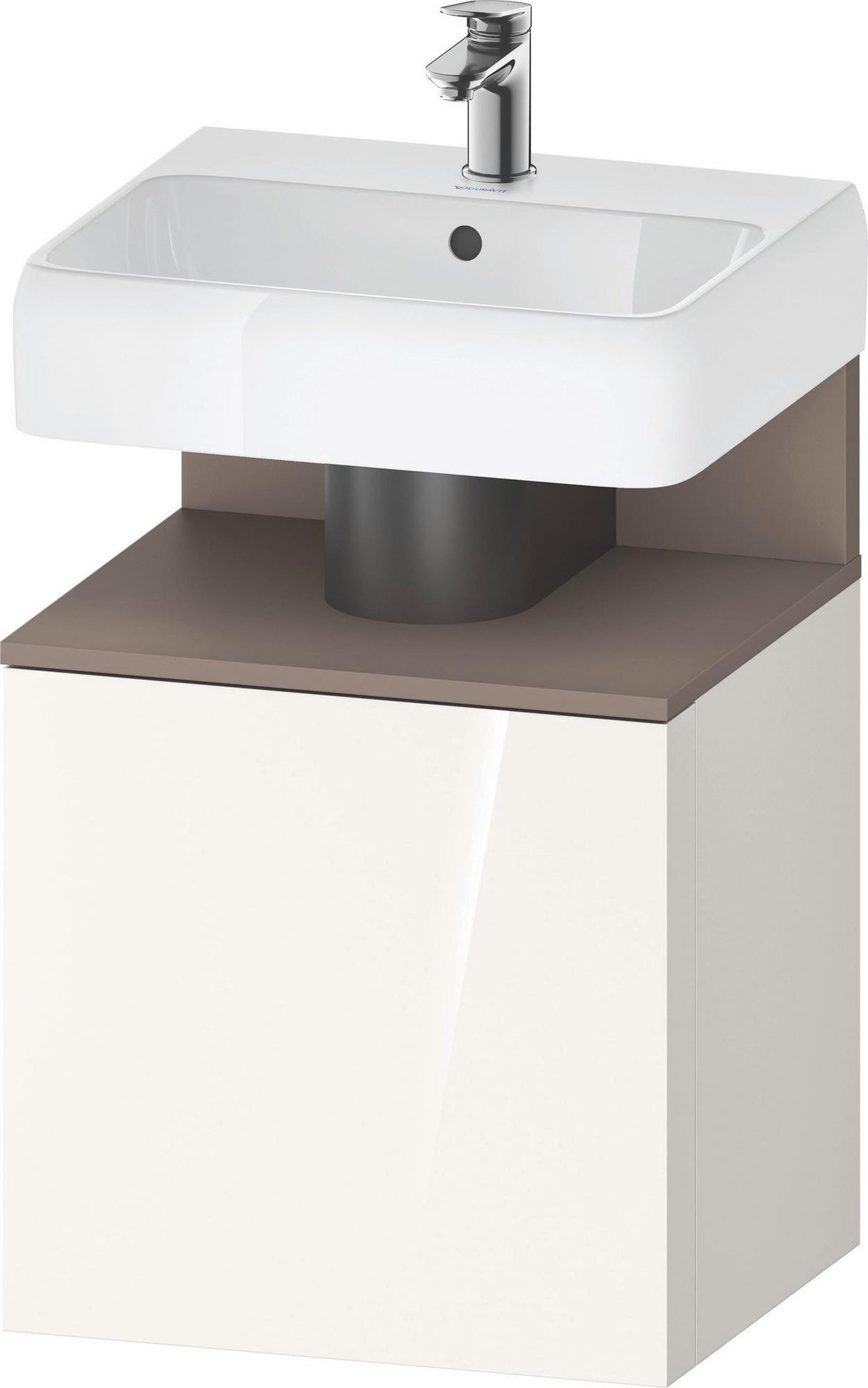 DURAVIT Qatego Waschtischunterbau 490 mm wandhängend, 1 Tür links, Weiß Matt mit Eiche Schwarz Nische