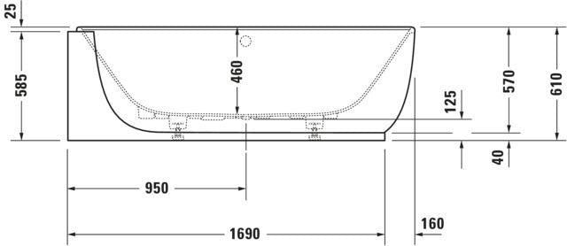 DURAVIT Luv Eckbadewanne 1850x950 mm Mineralguss Weiß Matt – 2 Rückenschrägen, Ecke links
