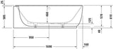 DURAVIT Luv Eckbadewanne 1850x950 mm Mineralguss Weiß Matt – 2 Rückenschrägen, Ecke links