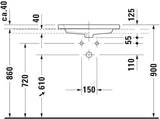 Duravit Einbauwaschtisch 2nd floor 600 mm mit Überlauf und WonderGliss Beschichtung – Weiß