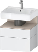 DURAVIT Qatego Waschtischunterbau 590 mm wandhängend, 1 Auszug, weiß Hochglanz, Nische Eiche Schwarz