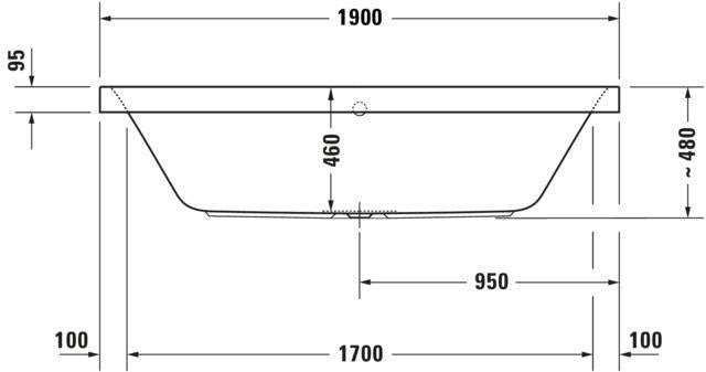 DURAVIT Happy D.2 Badewanne 1900x900 mm Einbau Weiß mit 2 Rückenschrägen
