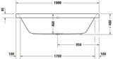 DURAVIT Happy D.2 Badewanne 1900x900 mm Einbau Weiß mit 2 Rückenschrägen