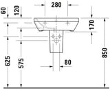 DURAVIT DuraStyle Waschtisch 550 mm mit Überlauf, 1 Hahnloch und WonderGliss