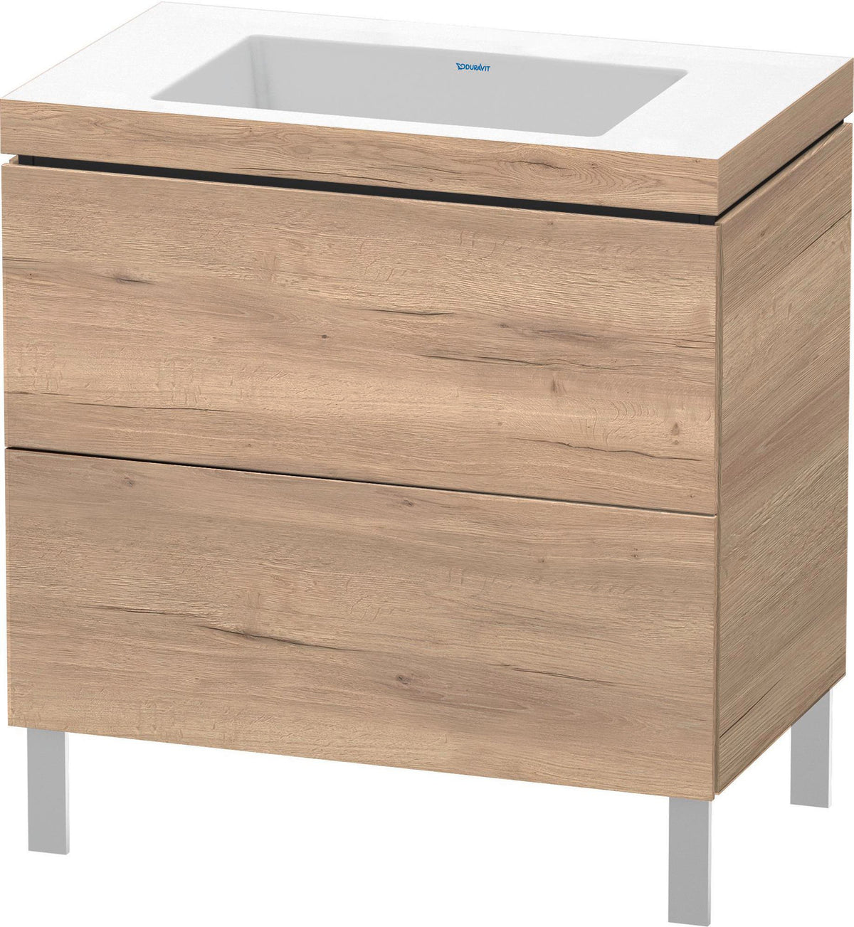 Duravit L-Cube c-bonded Waschtischset 800 mm Eiche Marmoriert mit 2 Auszügen und Tip-on Technik