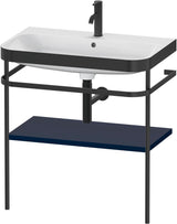DURAVIT Happy D.2 c-bonded Waschtischset 850x775x490 mm Nachtblau seidenmatt mit Metallkonsole