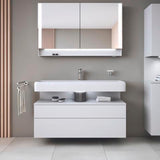 Duravit Qatego Waschtischunterbau 1190 mm – Weiß Matt mit Eiche Schwarz Nische, 1 Auszug, LED