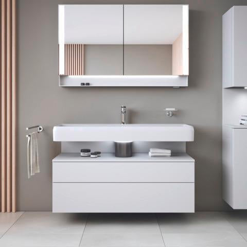 DURAVIT Qatego Hochschrank 400 mm, 2 Türen, weiß Hochglanz, Eiche Schw. Matt